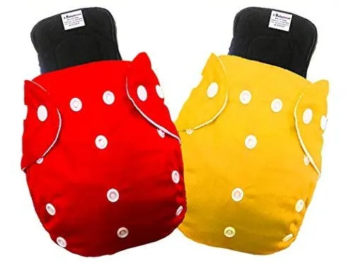 Babymoon Free Size Reusable 2 Cloth Diaper with 2 Grey Insert - Pack of 4