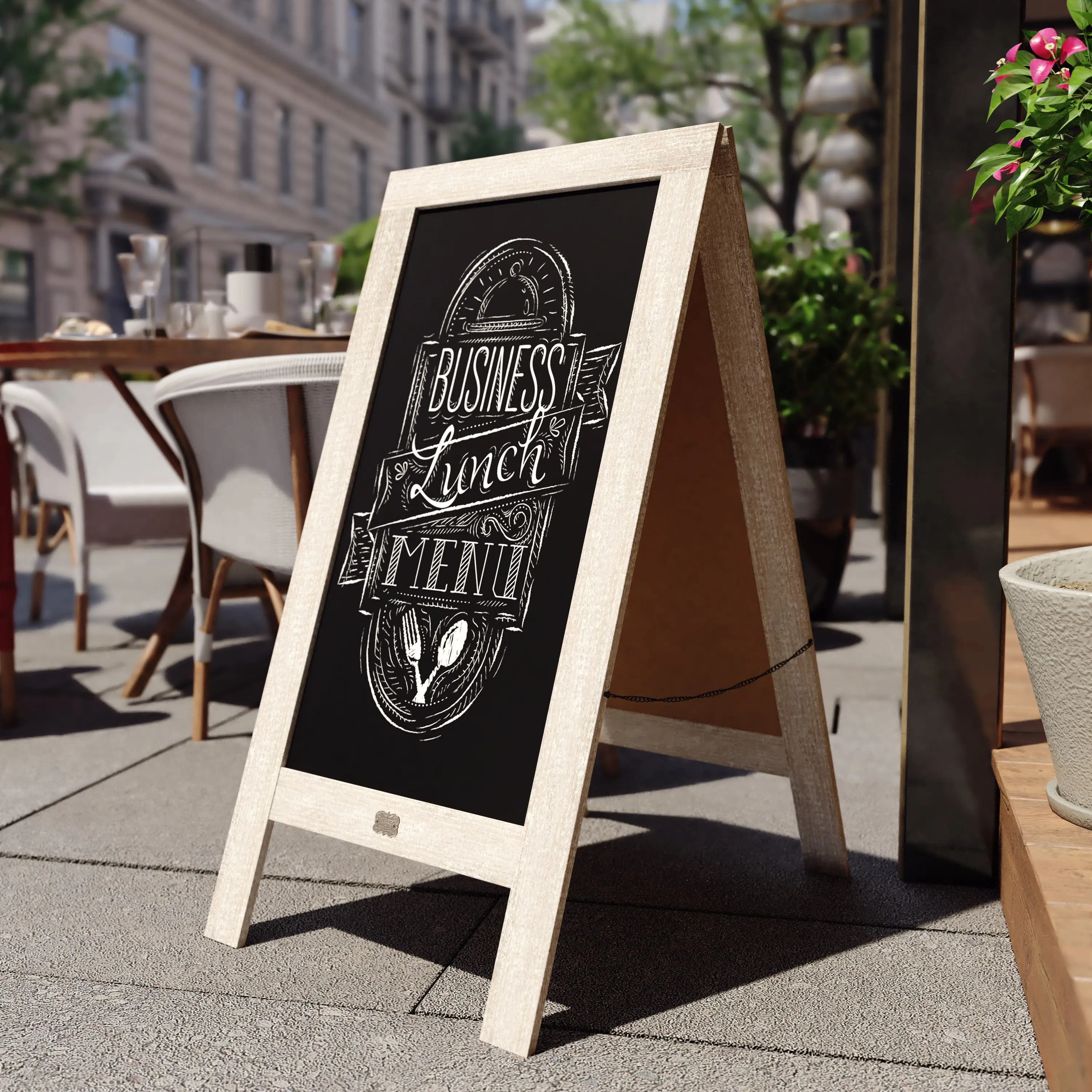 Canterbury Wooden Indoor/Outdoor A-Frame Magnetic Chalkboard Sign Set with 8 Chalk Markers, 10 Stencils, Eraser, and 2 Magnets