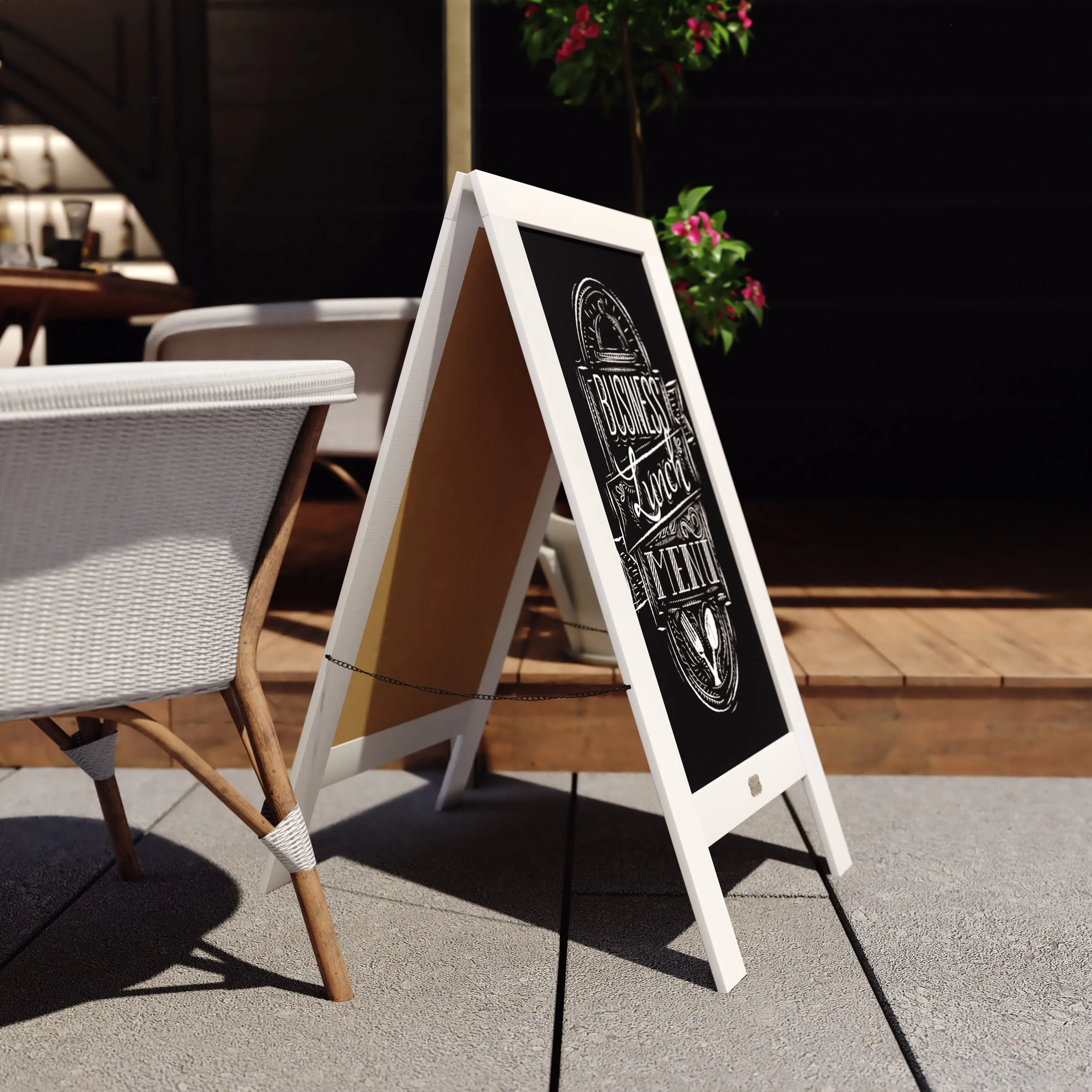 Canterbury Wooden Indoor/Outdoor A-Frame Magnetic Chalkboard Sign Set with 8 Chalk Markers, 10 Stencils, Eraser, and 2 Magnets