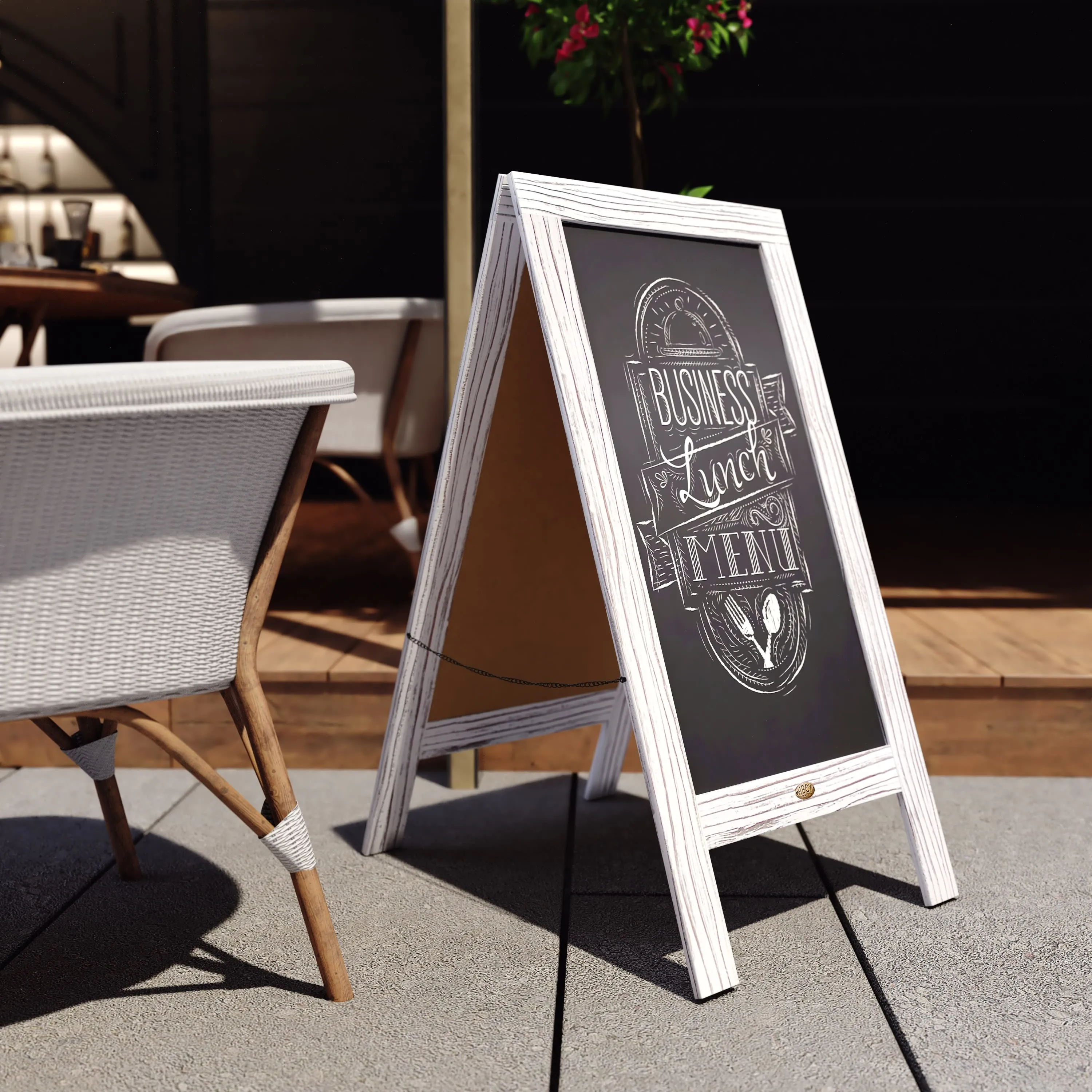 Canterbury Wooden Indoor/Outdoor A-Frame Magnetic Chalkboard Sign Set with 8 Chalk Markers, 10 Stencils, Eraser, and 2 Magnets