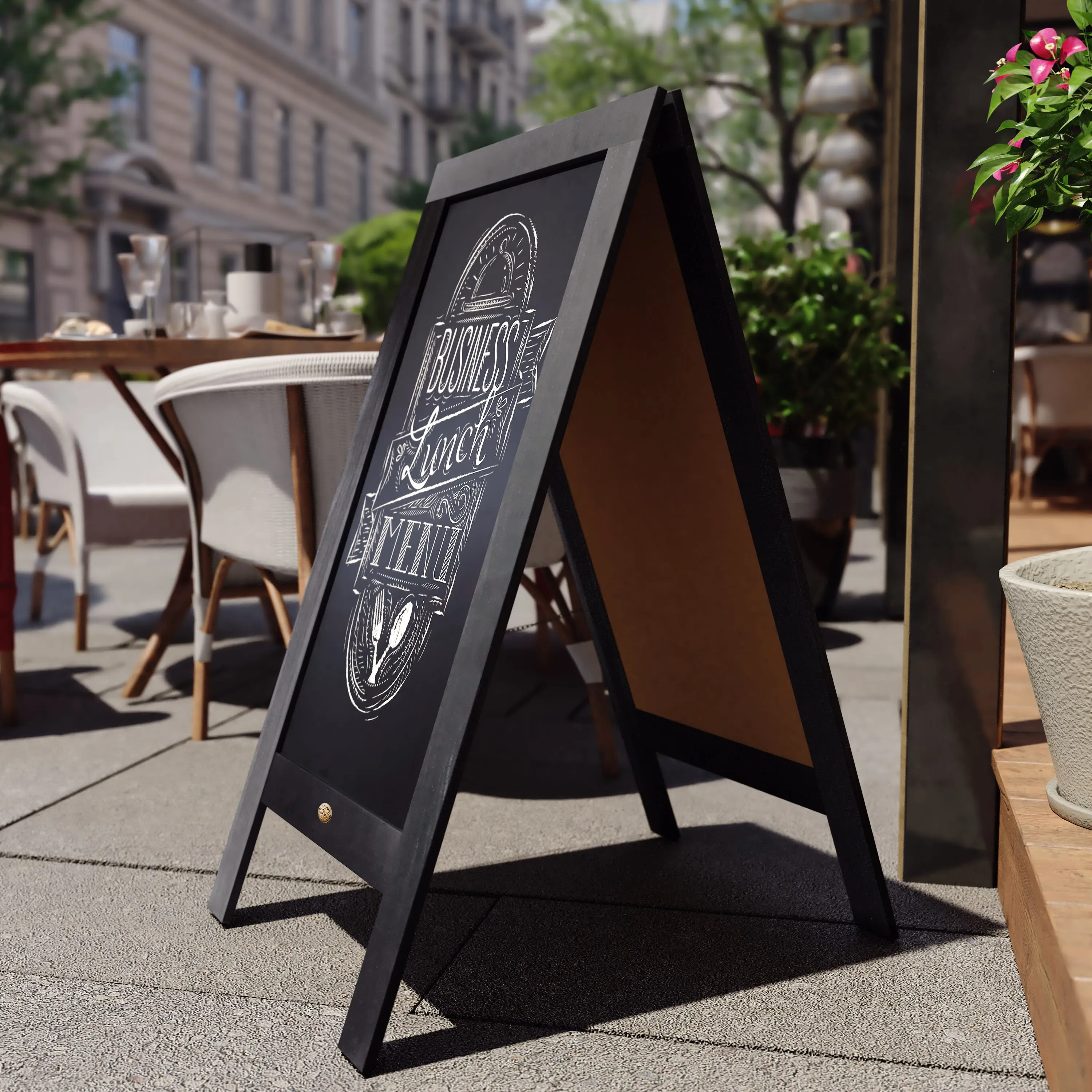 Canterbury Wooden Indoor/Outdoor A-Frame Magnetic Chalkboard Sign Set with 8 Chalk Markers, 10 Stencils, Eraser, and 2 Magnets