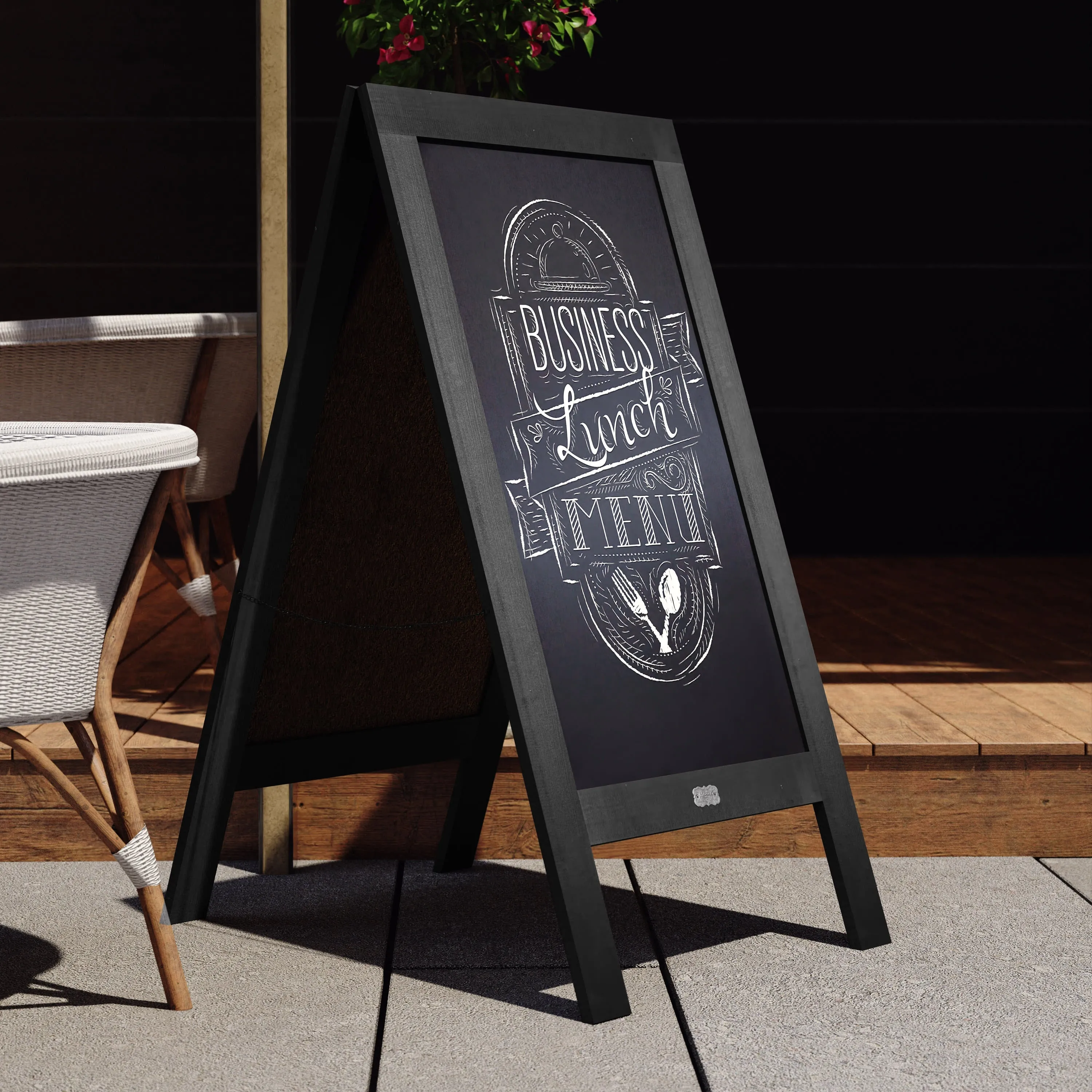 Canterbury Wooden Indoor/Outdoor A-Frame Magnetic Chalkboard Sign Set with 8 Chalk Markers, 10 Stencils, Eraser, and 2 Magnets