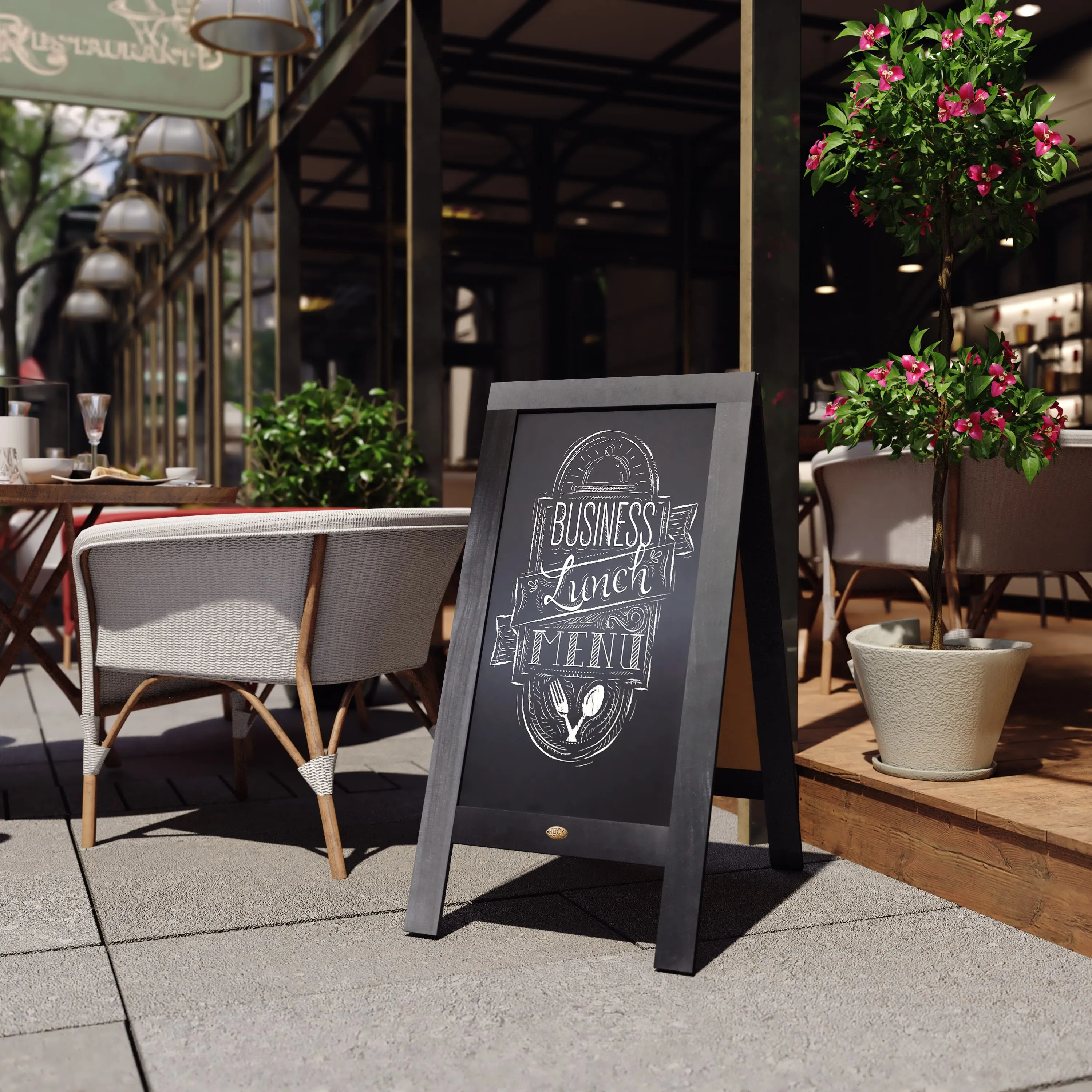 Canterbury Wooden Indoor/Outdoor A-Frame Magnetic Chalkboard Sign Set with 8 Chalk Markers, 10 Stencils, Eraser, and 2 Magnets