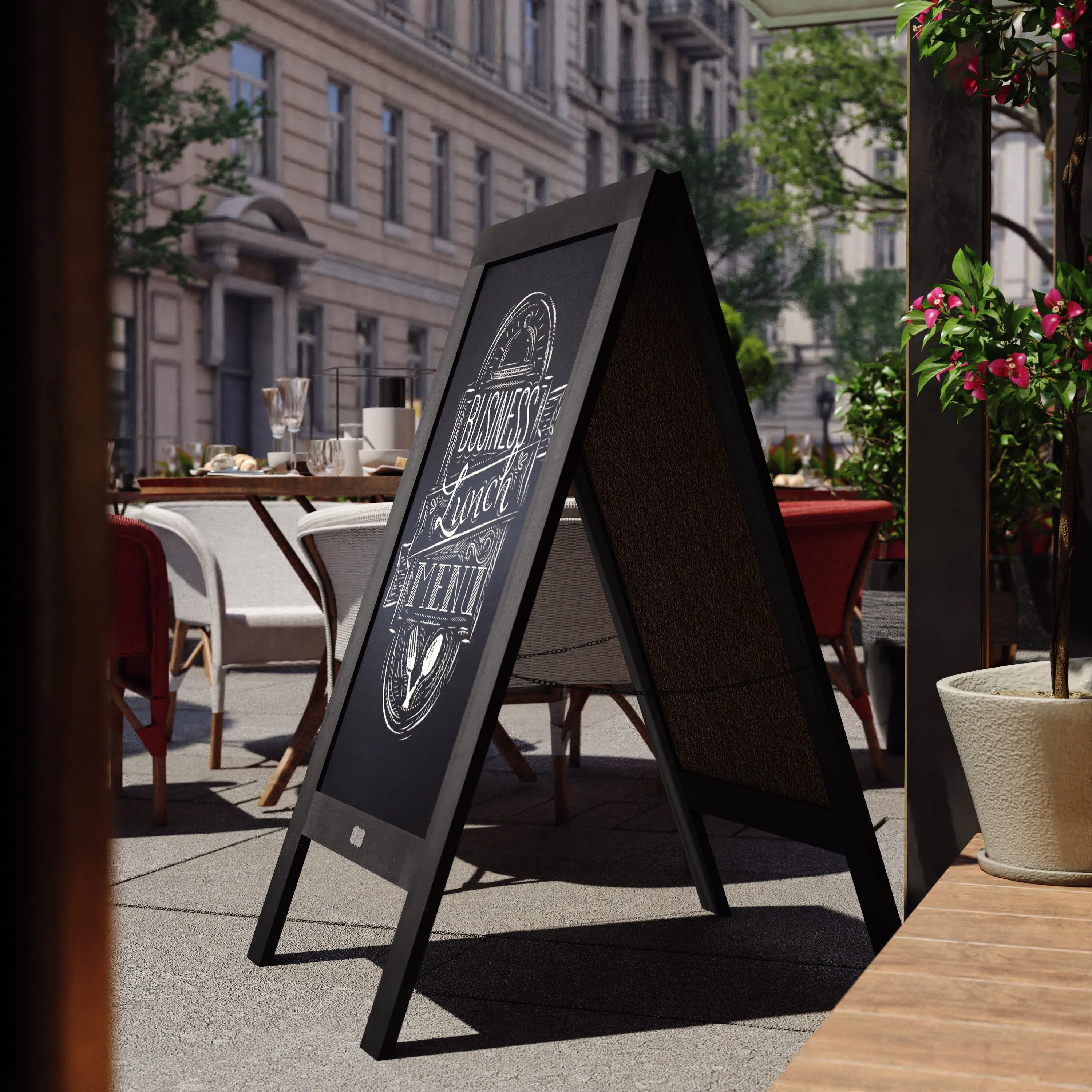 Canterbury Wooden Indoor/Outdoor A-Frame Magnetic Chalkboard Sign Set with 8 Chalk Markers, 10 Stencils, Eraser, and 2 Magnets