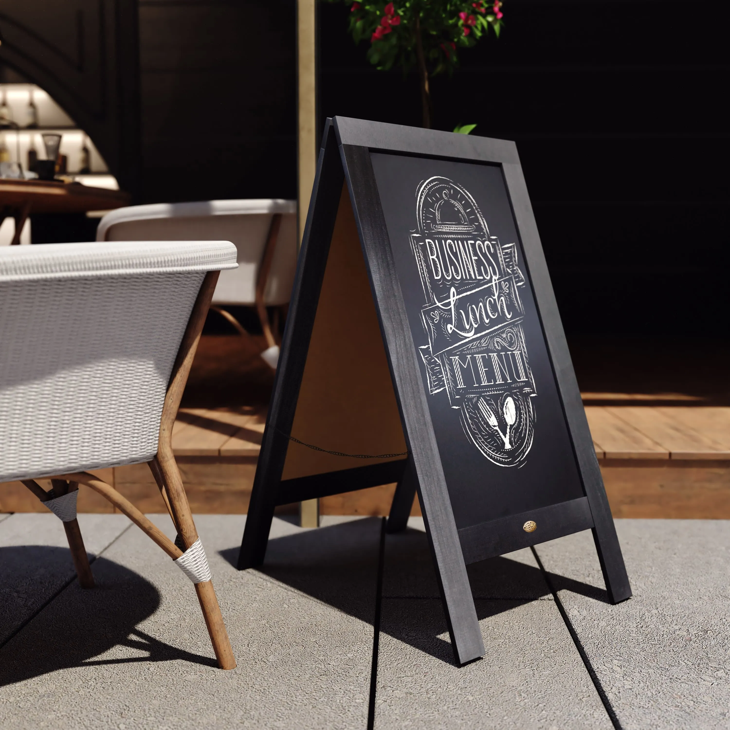 Canterbury Wooden Indoor/Outdoor A-Frame Magnetic Chalkboard Sign Set with 8 Chalk Markers, 10 Stencils, Eraser, and 2 Magnets