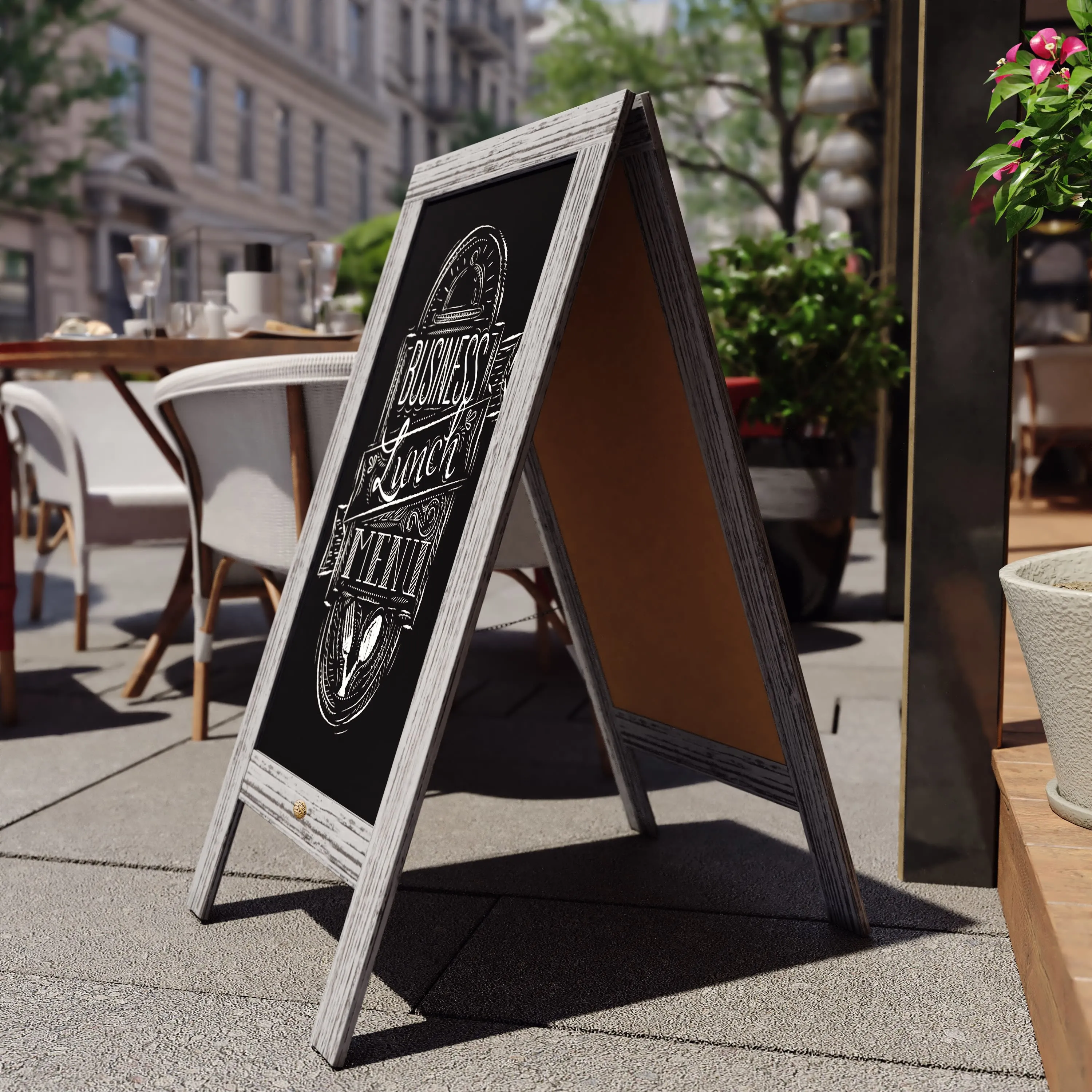 Canterbury Wooden Indoor/Outdoor A-Frame Magnetic Chalkboard Sign Set with 8 Chalk Markers, 10 Stencils, Eraser, and 2 Magnets