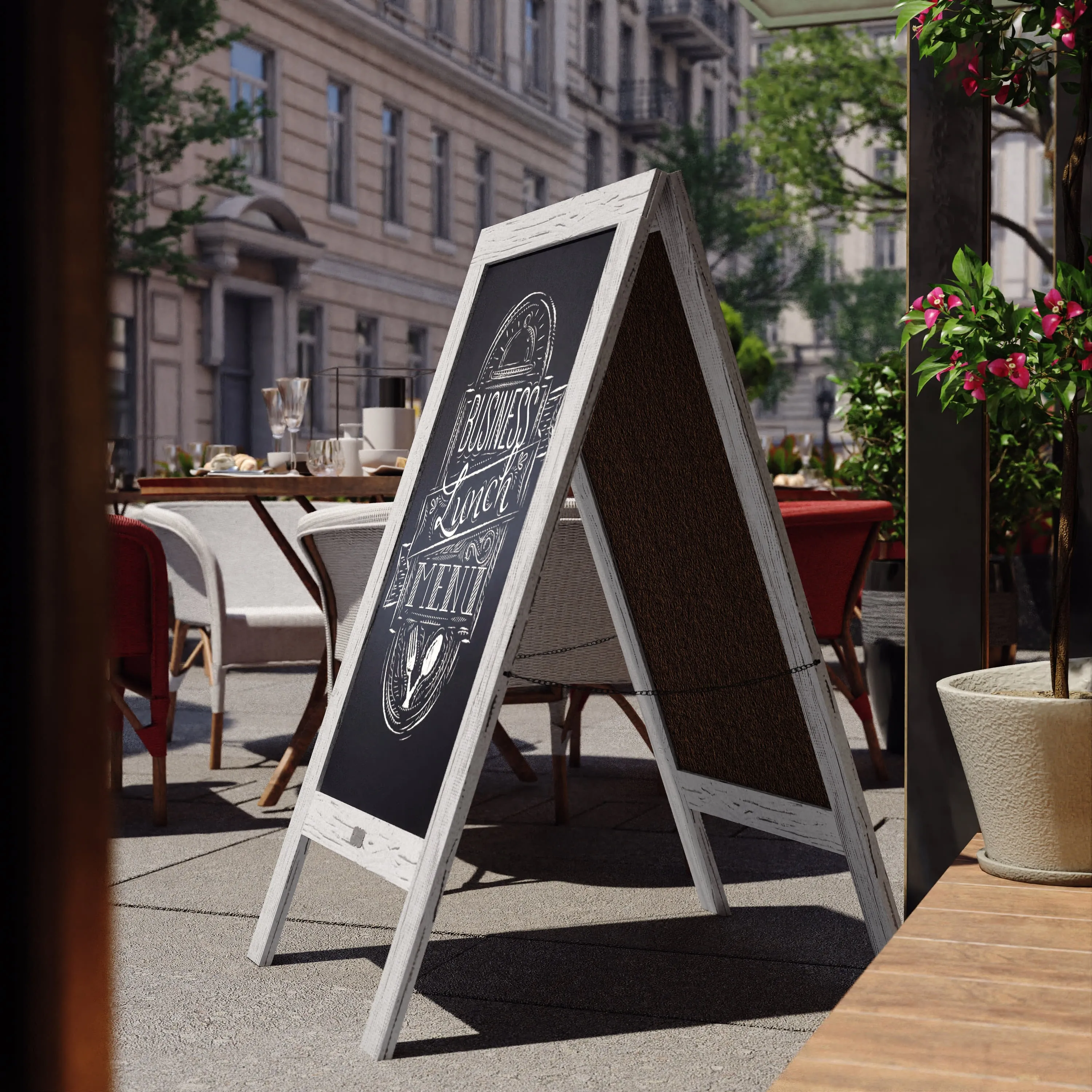 Canterbury Wooden Indoor/Outdoor A-Frame Magnetic Chalkboard Sign Set with 8 Chalk Markers, 10 Stencils, Eraser, and 2 Magnets