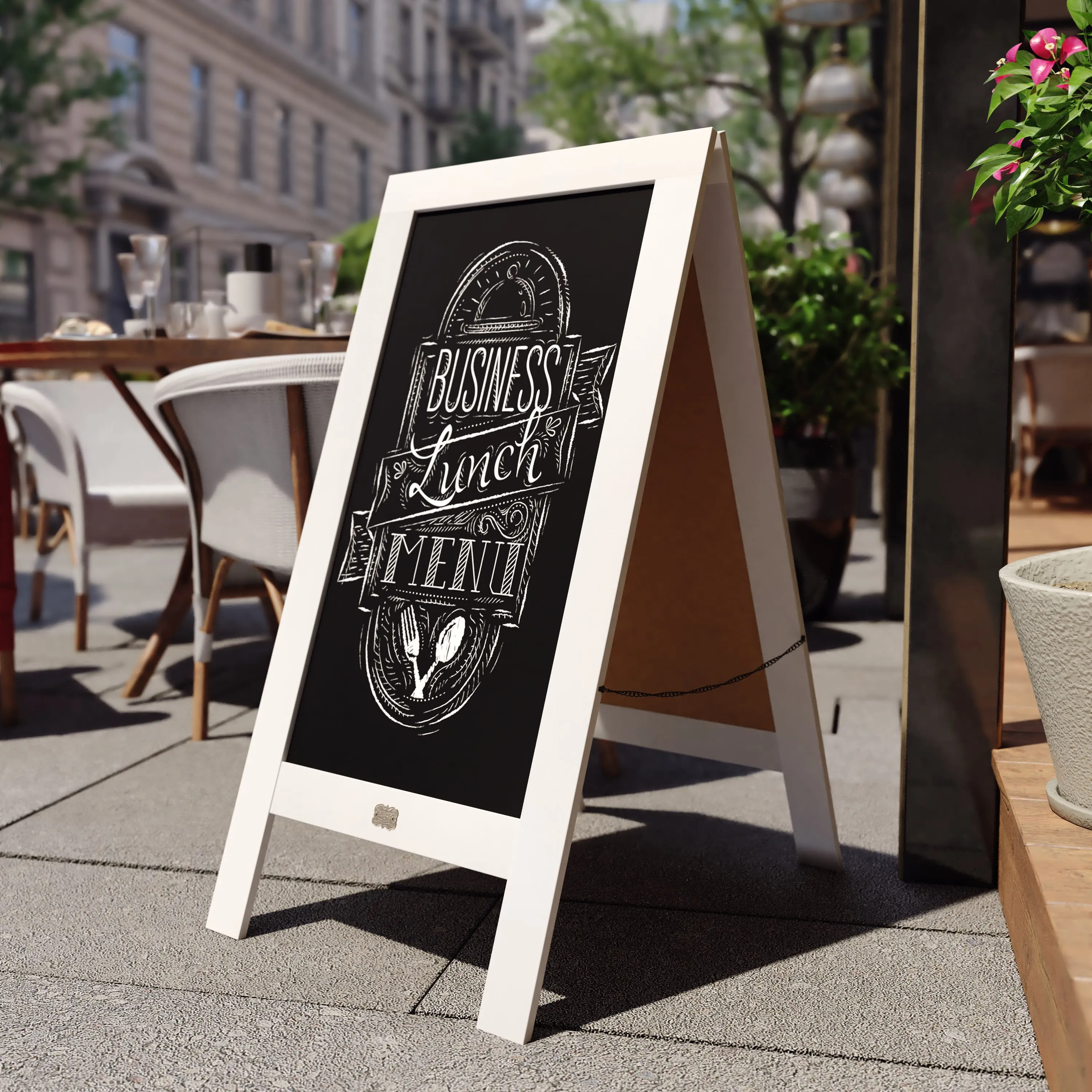Canterbury Wooden Indoor/Outdoor A-Frame Magnetic Chalkboard Sign Set with 8 Chalk Markers, 10 Stencils, Eraser, and 2 Magnets