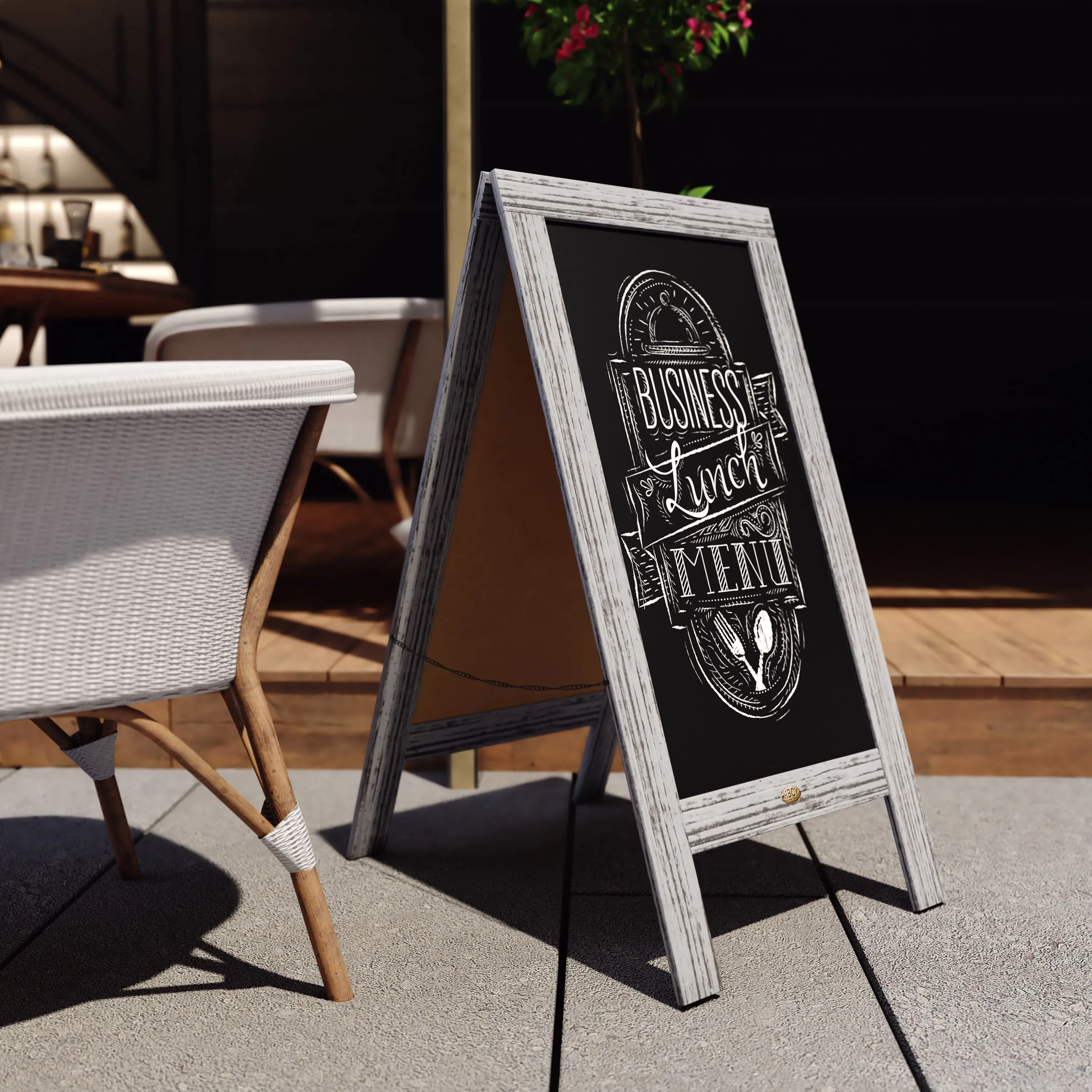 Canterbury Wooden Indoor/Outdoor A-Frame Magnetic Chalkboard Sign Set with 8 Chalk Markers, 10 Stencils, Eraser, and 2 Magnets