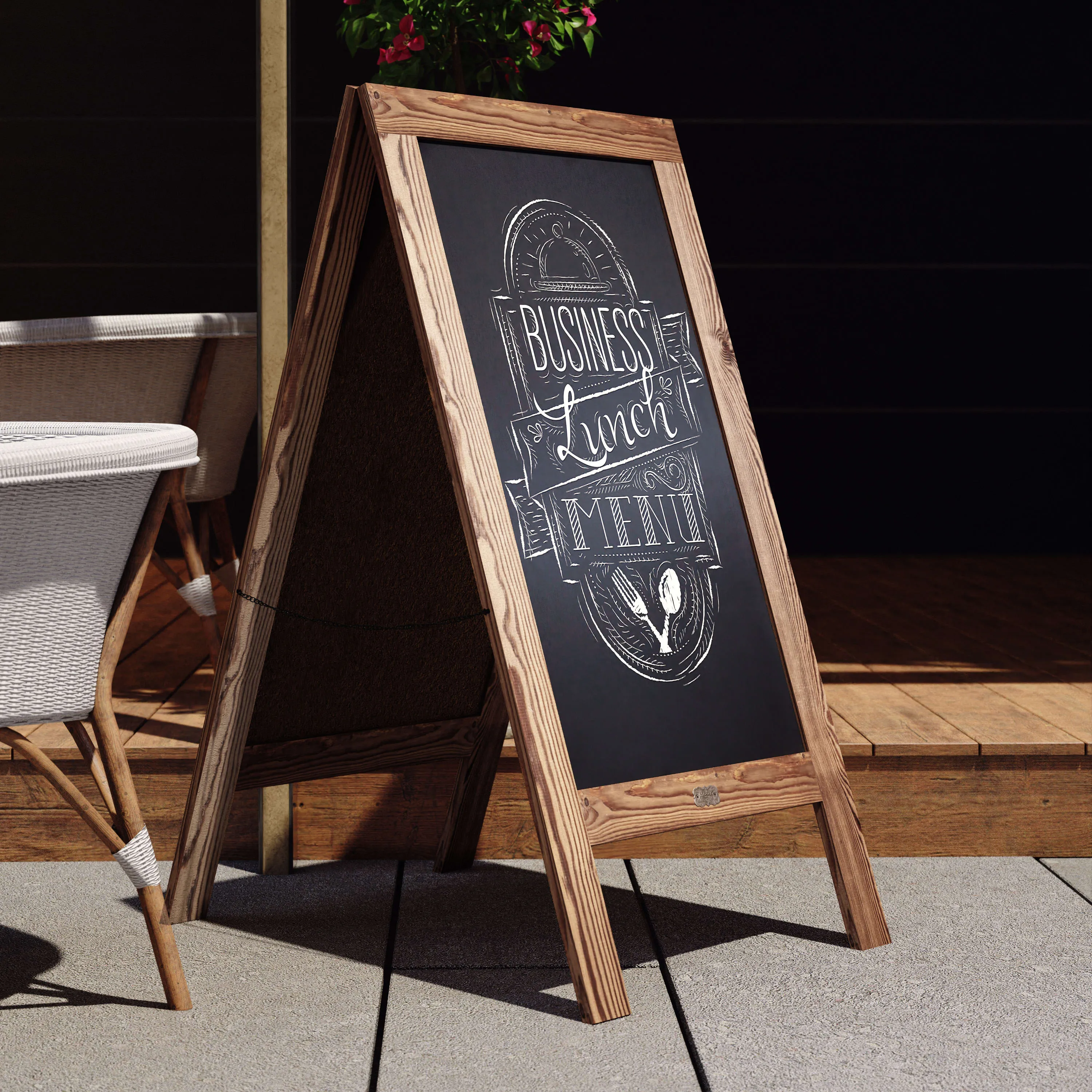 Canterbury Wooden Indoor/Outdoor A-Frame Magnetic Chalkboard Sign Set with 8 Chalk Markers, 10 Stencils, Eraser, and 2 Magnets