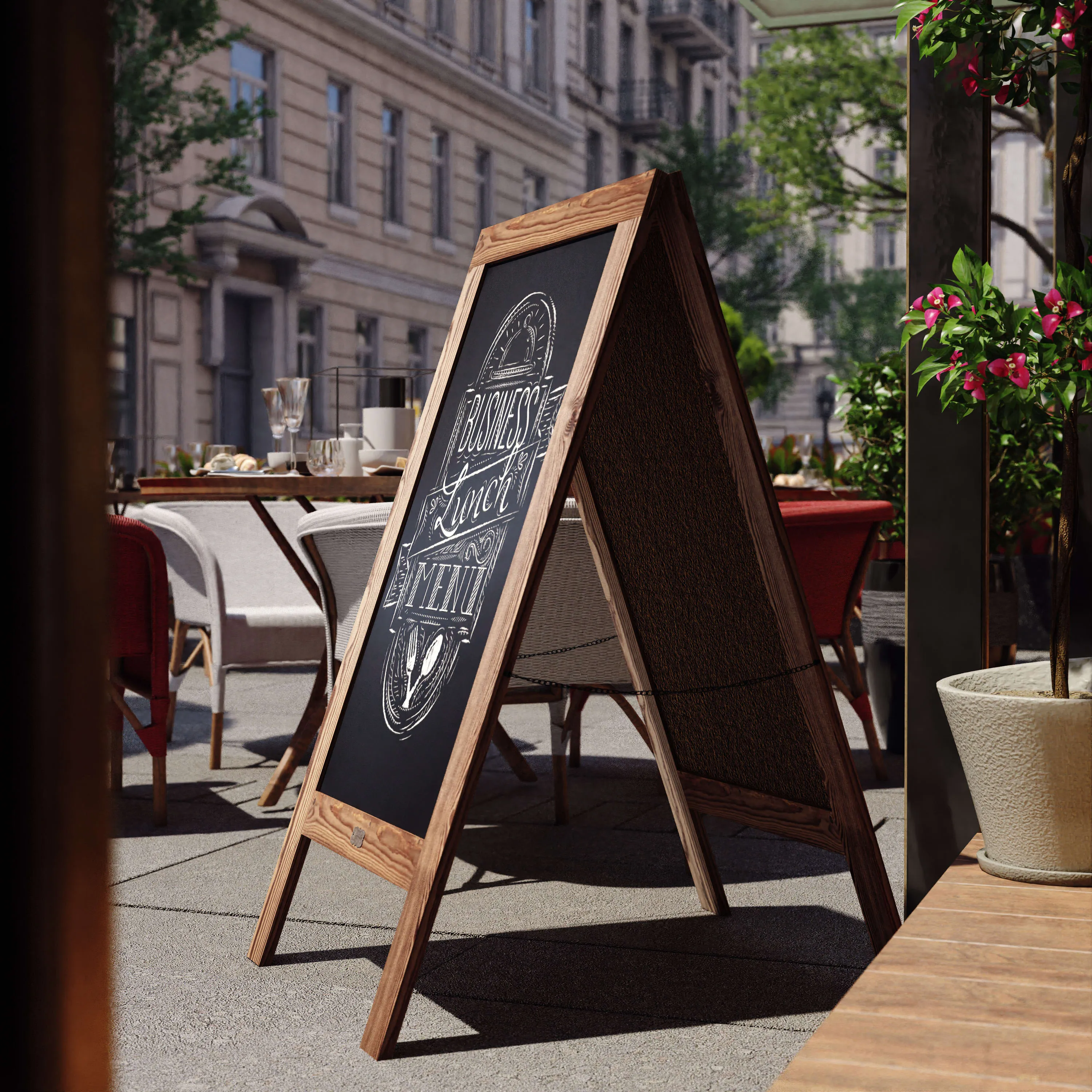 Canterbury Wooden Indoor/Outdoor A-Frame Magnetic Chalkboard Sign Set with 8 Chalk Markers, 10 Stencils, Eraser, and 2 Magnets