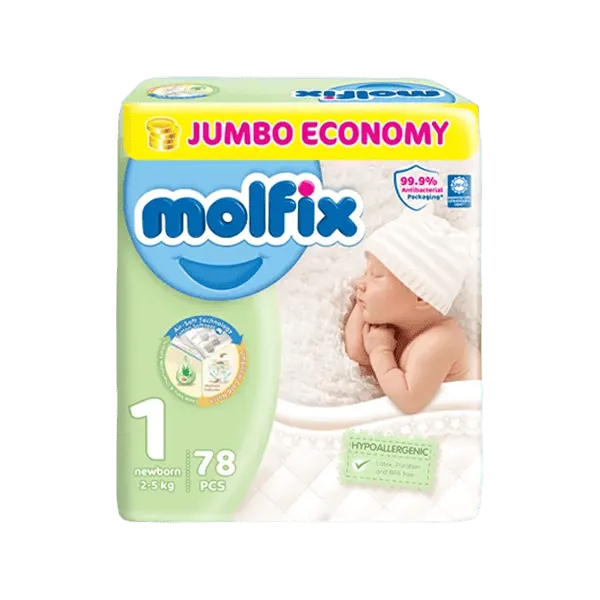 MOLFIX DIAPERS JUMBO PACK NEWBORN 1 - 78PCS