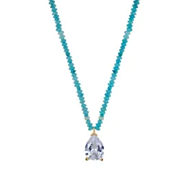 Natural turquoise beaded tear drop necklace
