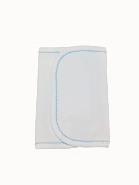 Organic Picot Trimmed Burp Cloth: Blue Trim