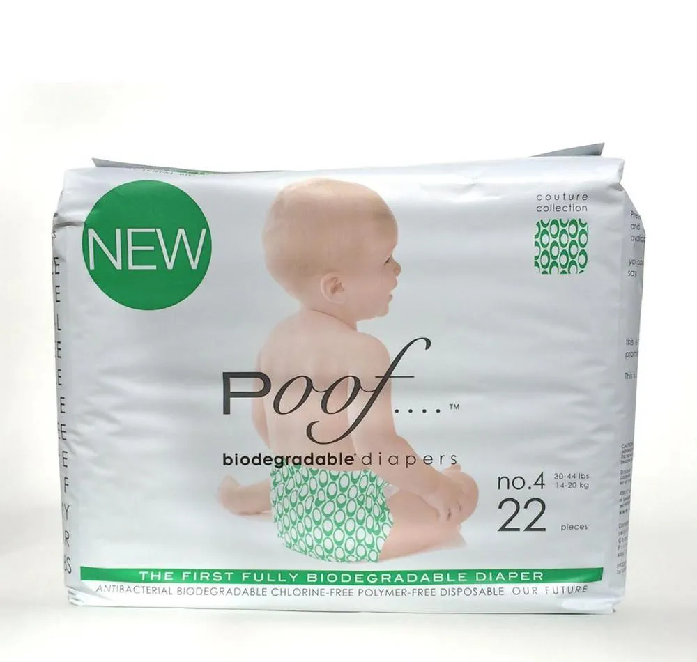 Poof SIZE 4 Green Loops Biodegradable DIAPERS
