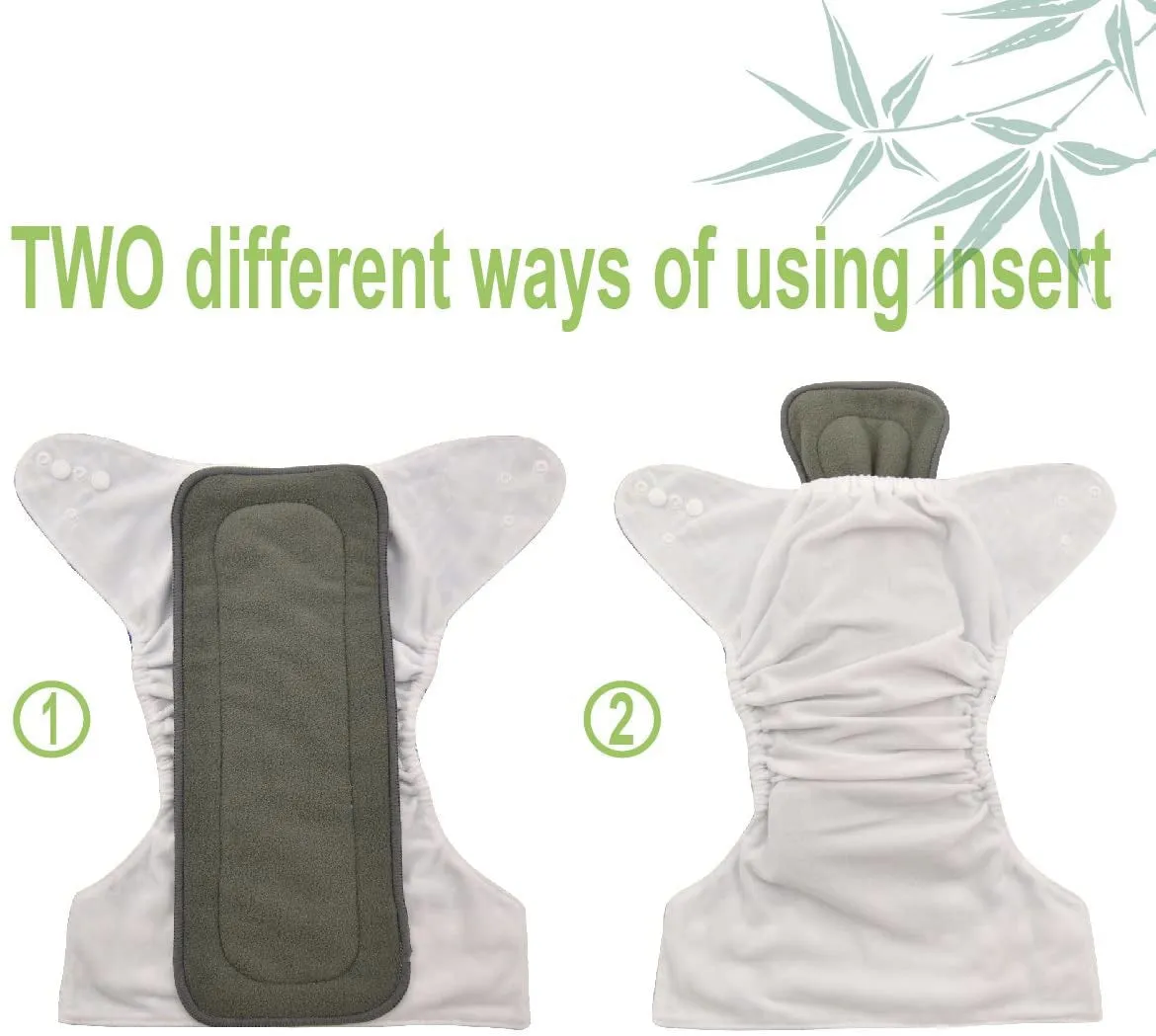 Reusable Charcoal Cloth Diaper Inserts multipack, Absorbent & Breathable Liners, 5-Layer Microfiber Inserts for Cloth Diapers