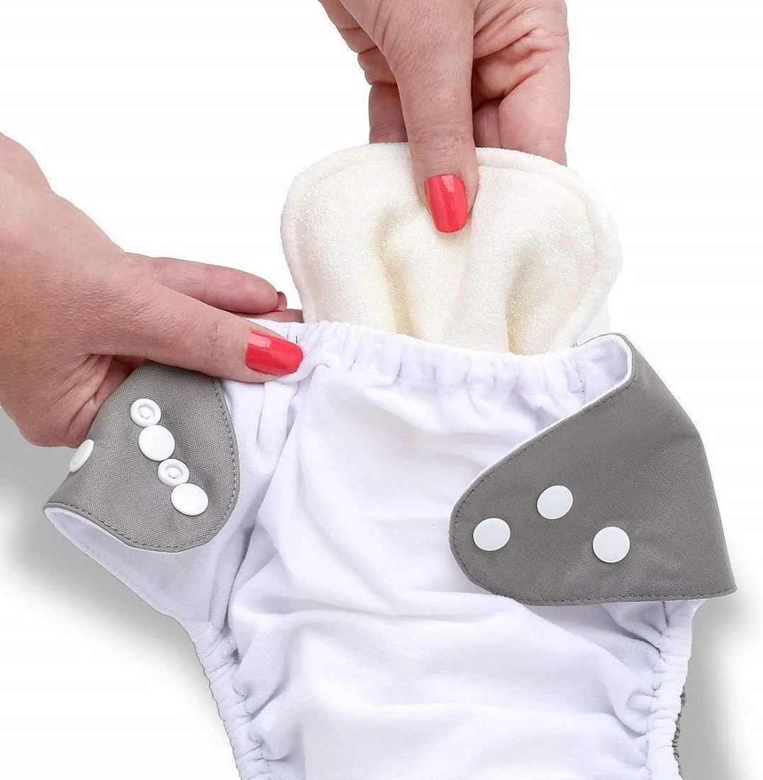 Reusable Charcoal Cloth Diaper Inserts multipack, Absorbent & Breathable Liners, 5-Layer Microfiber Inserts for Cloth Diapers