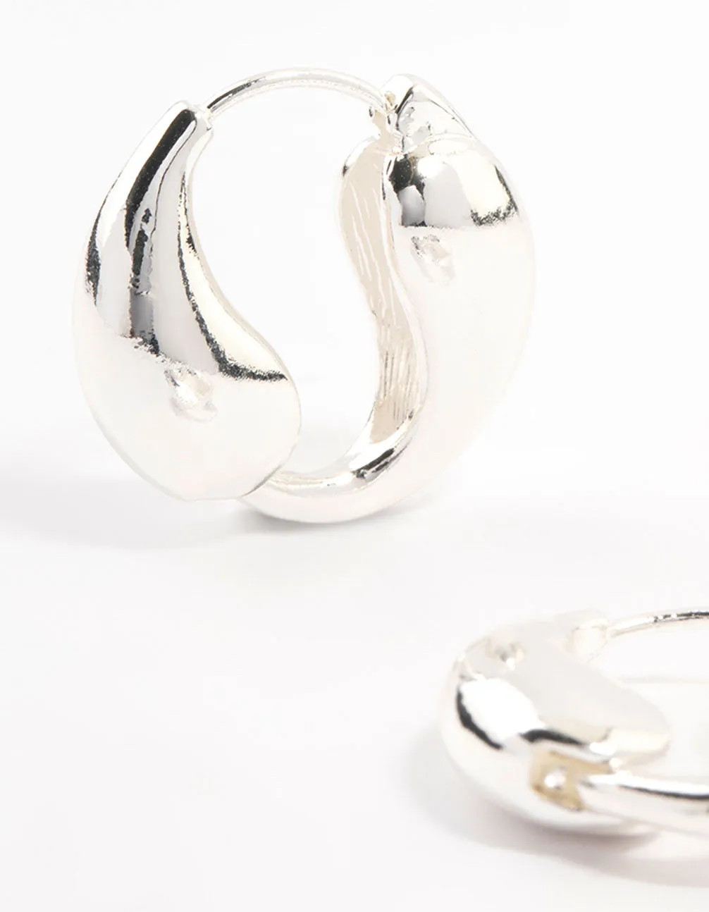 Silver Plated Tear Hoop Huggie Earrings