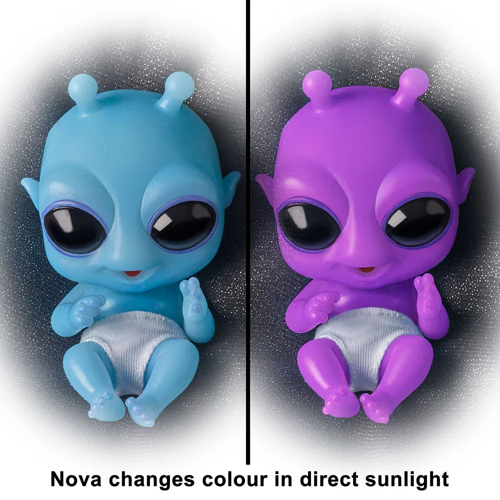 The Ashton-Drake Galleries Out-of-This-World Alien Baby Doll Collection Issue #2: Nova Alien Silicone Miniature Baby Doll with Removable Pacifier & Cosmic Swaddling Blanket 4-Inches